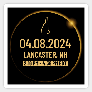 New Hampshire State Lancaster NH USA Totality April 8, 2024 Total Solar Eclipse Sticker